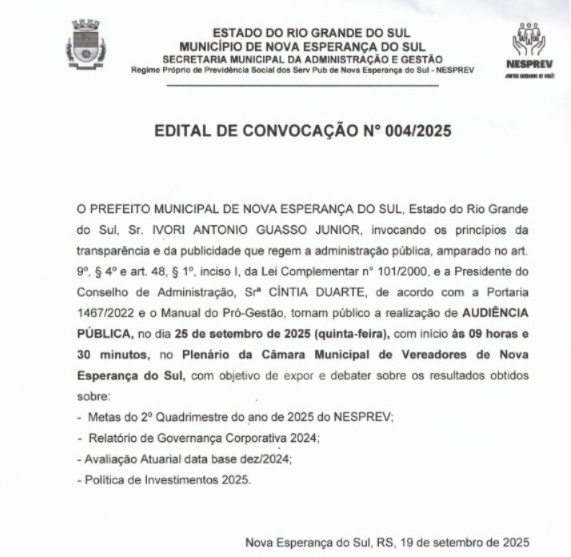 Audiência Pública 2º Quadrimestre do ano 2025